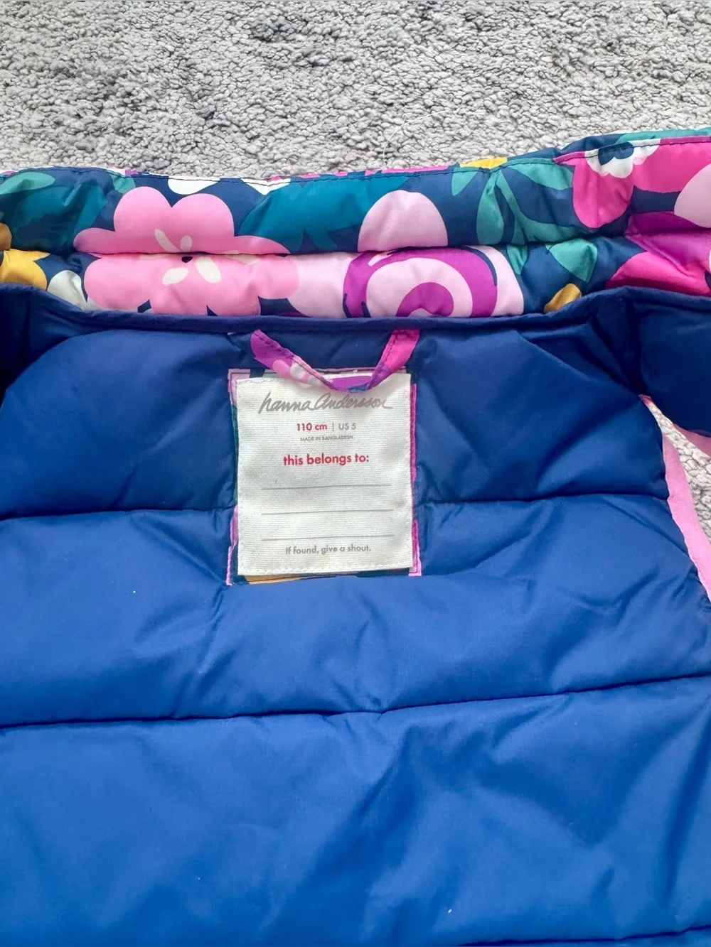 Hanna Andersson Floral Puffer Vest Girls Size 5 / 110